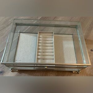 Nicole Miller Beveled Glass Jewelry Organizer Box w/ Cream Interior